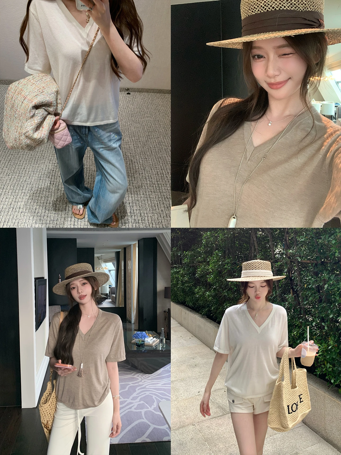 

Chen Jin NNS Early Spring Soft Woolen T Loose Knitted ort Sve V-Ne Top Women's Comfortable Casual Faion