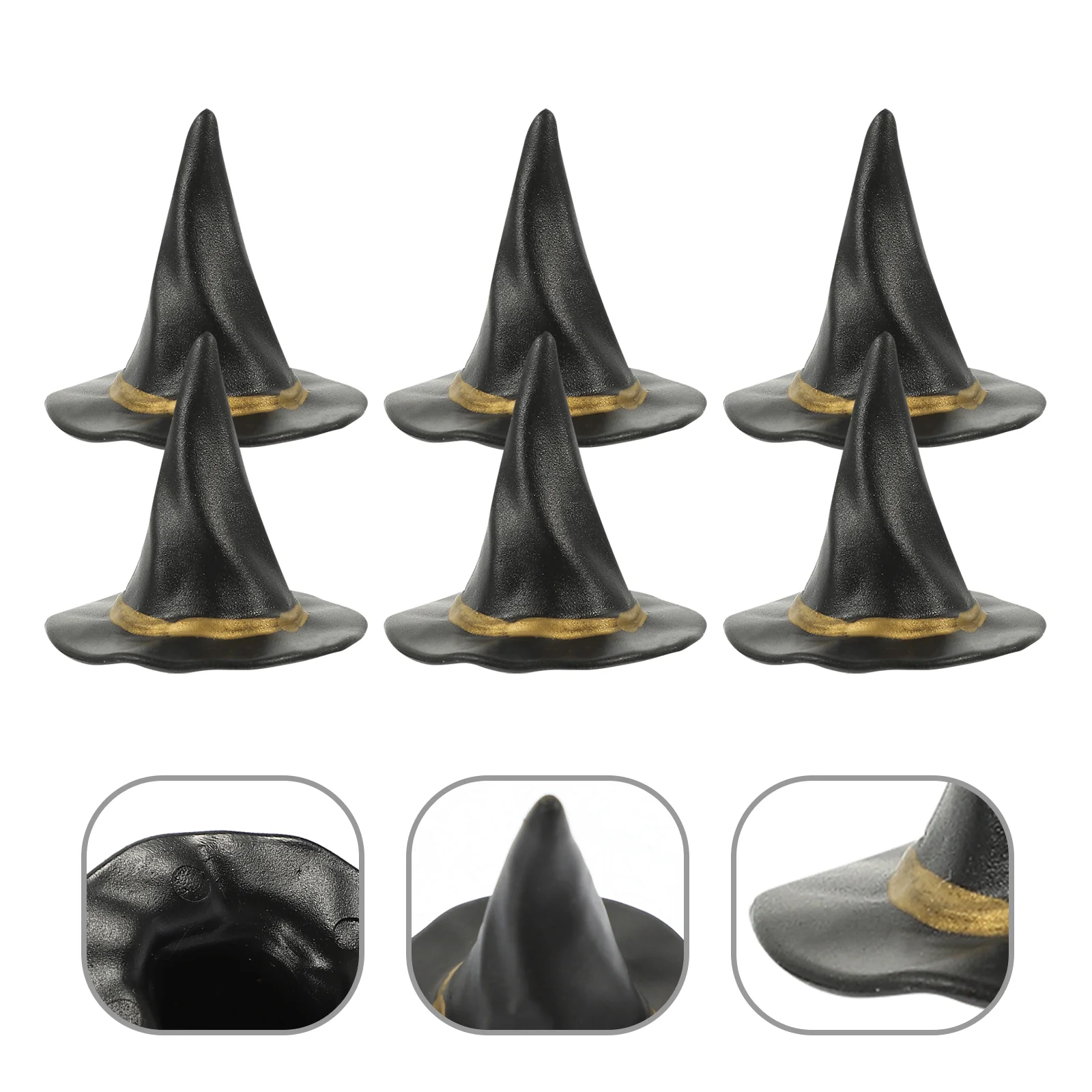 

24 Pcs Halloween Microscape Witch Hat Decors Mini Hats for Drinks Broom Tiny Plastic Miniature Baby Dollhouse