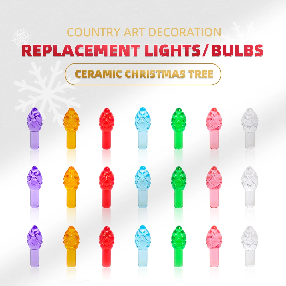 100pcs Small Flames Light Bulbs for Ceramic Christmas Tree Multicolor Twist Lamp Beads Ornaments Plastic Lights Pegs Accessories