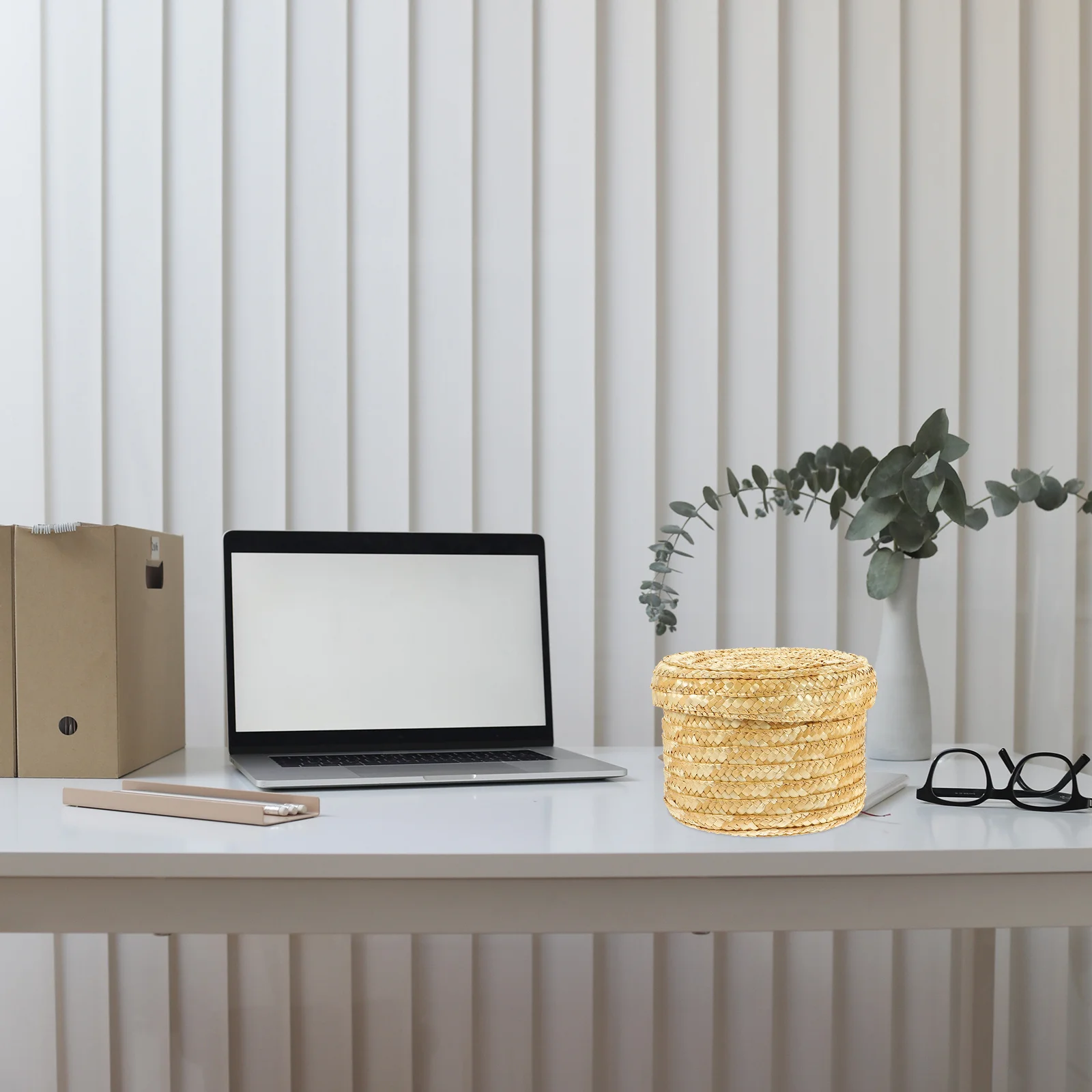 

2pcs Storage Baskets With Lid Large Woven Organizer For Snack Fruits Bread Home Hotel Decorative Shelf Bin Multifunctional