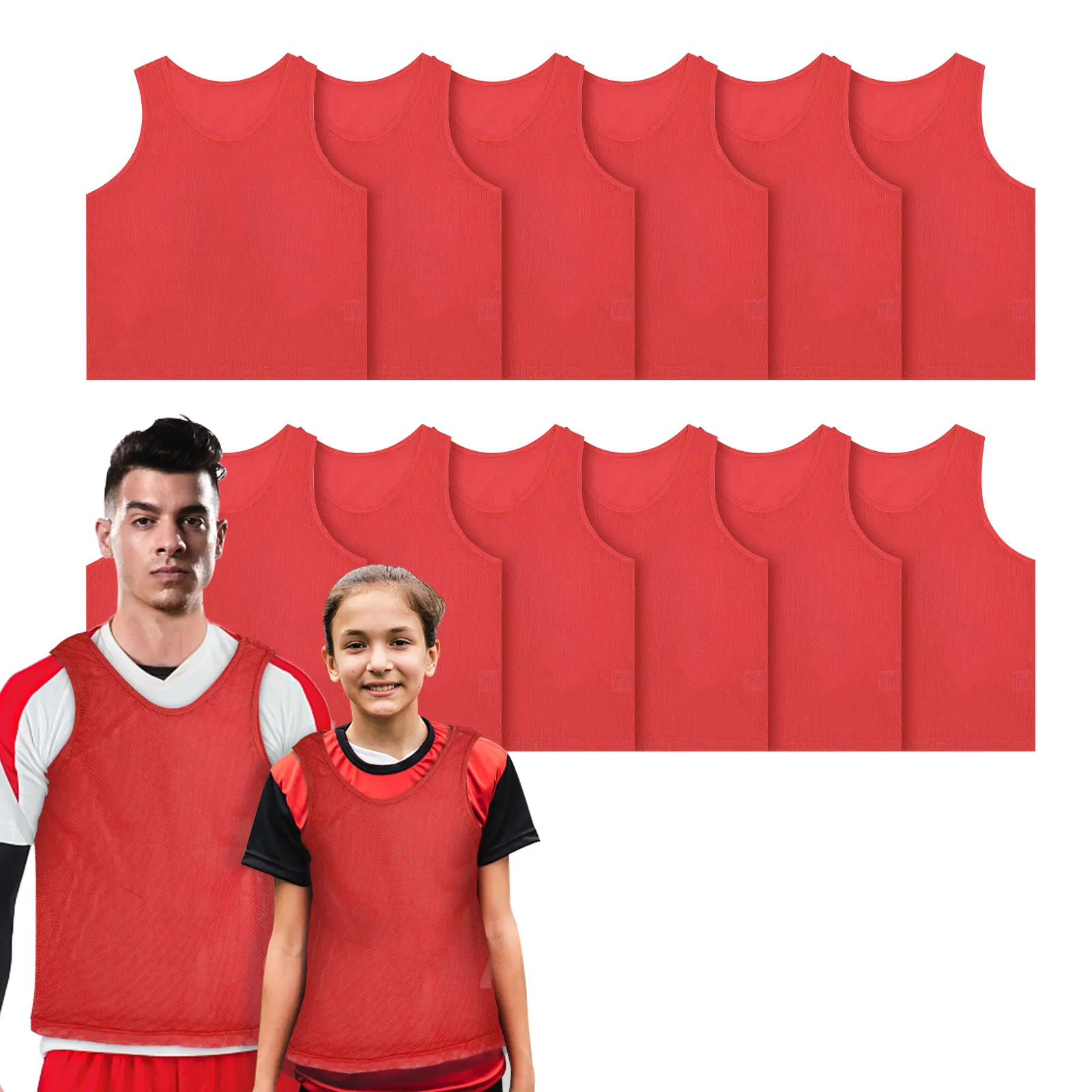 12pcs Football Pinnies Scrimmage Vests Set of Practice Jersey for Adult Kids Team Training Bibs