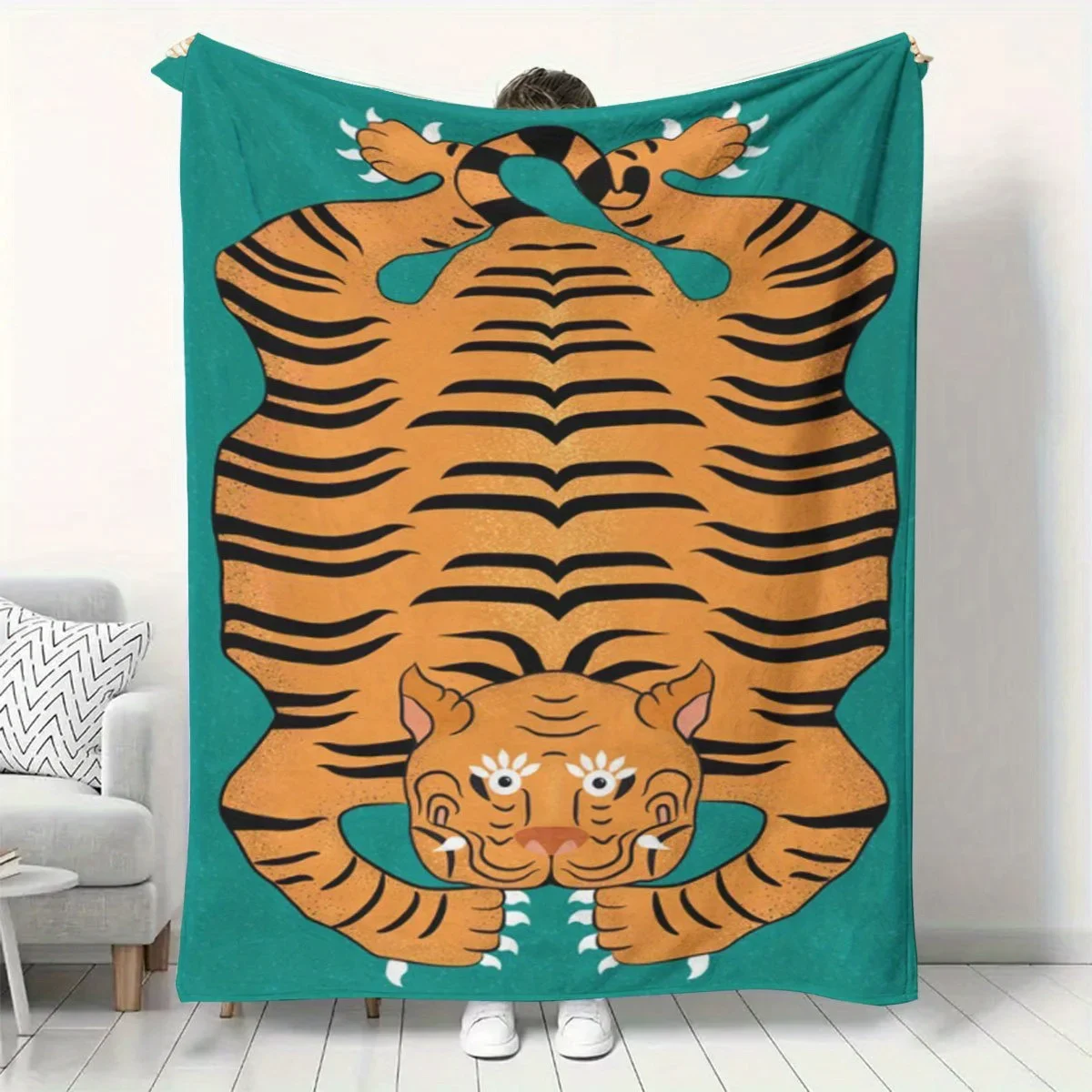 

Фланелевое одеяло с рисунком маленького тигра для всех сезонов. Идеально подходит для гостиной, офиса, дивана и путешествий.