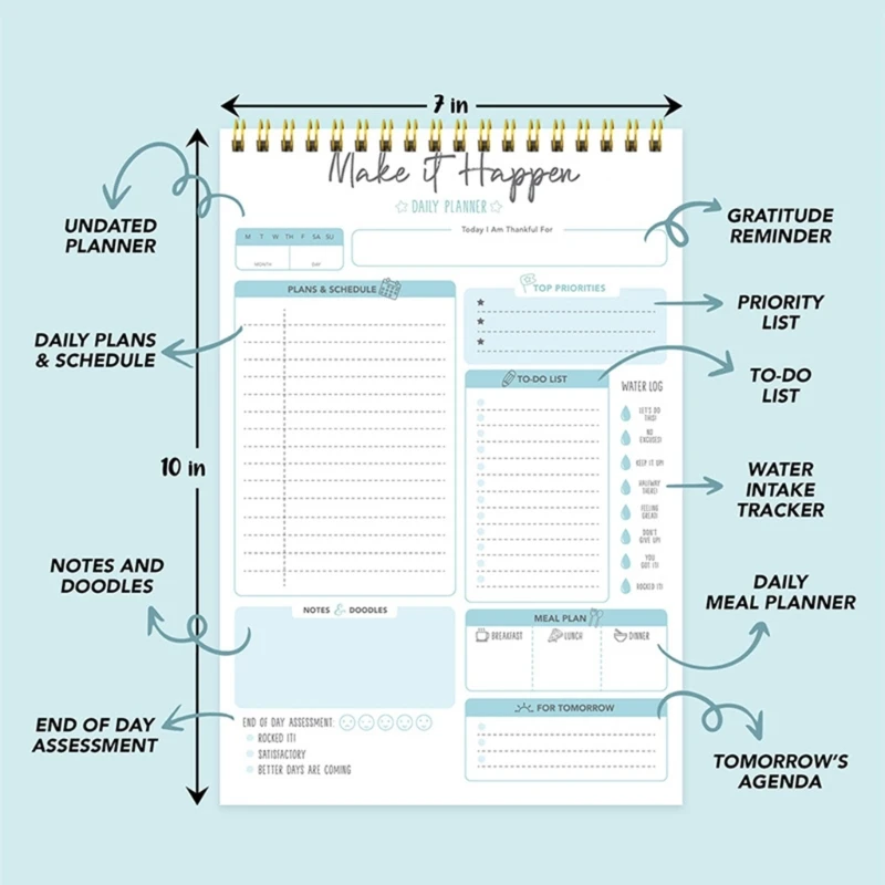 Twin Coil Binding Planner Persönliches Tagebuch undatierte Seite für die tägliche Planung