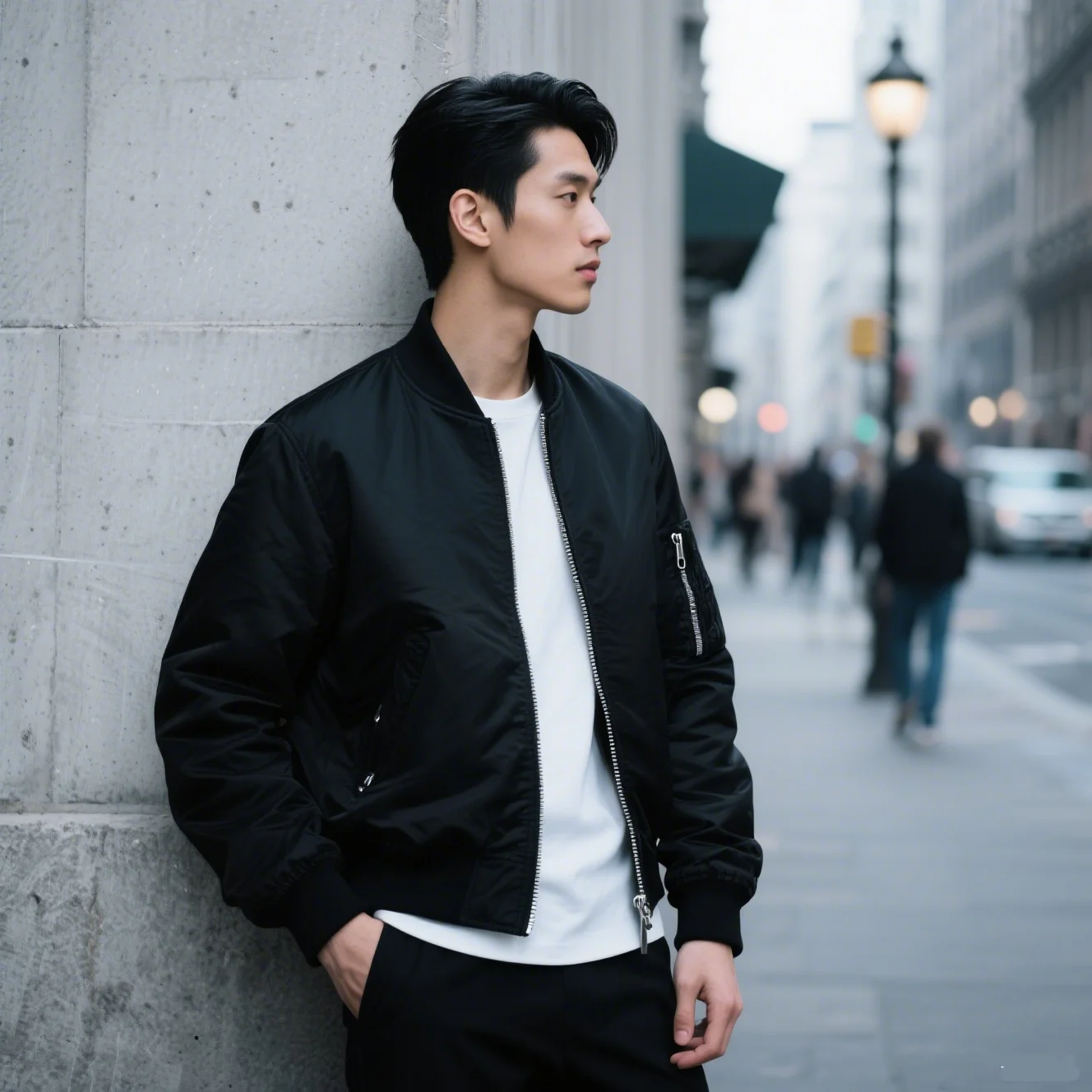 

Men's casual pilot jacket Spring and Autumn solid color zipper multi pocket workwear jacket Fashion streetwear