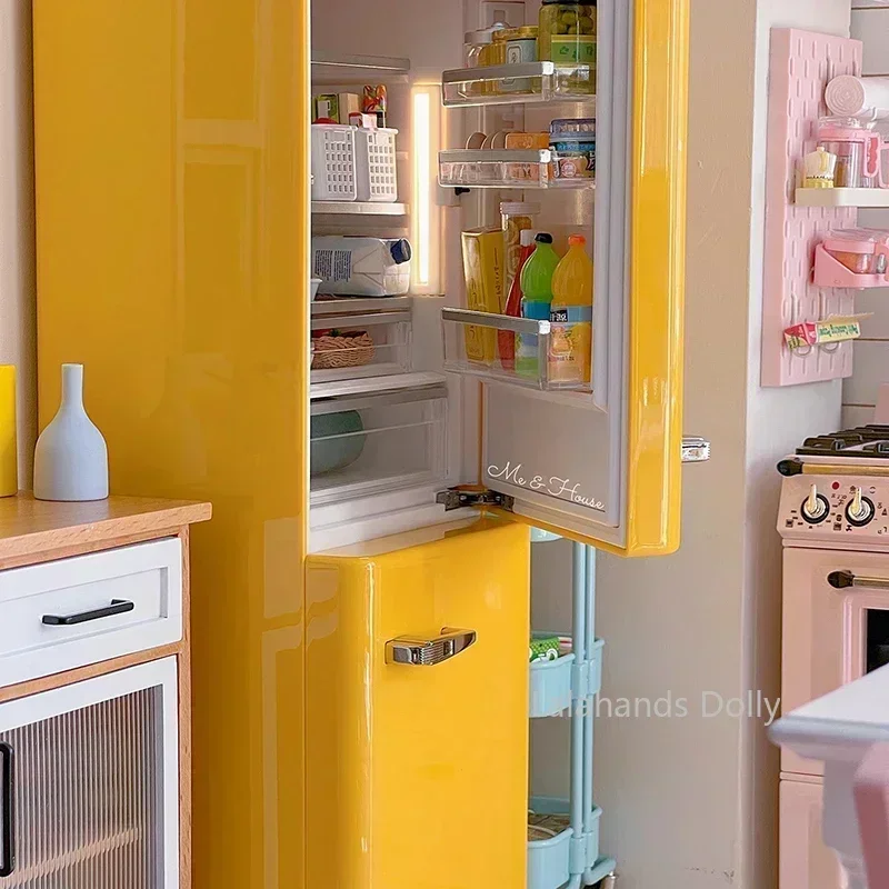 Dollhouse Miniature Kitchen Furniture Decoration Items Two-door Refrigerator/appliances Supermarket Furniture Accessories