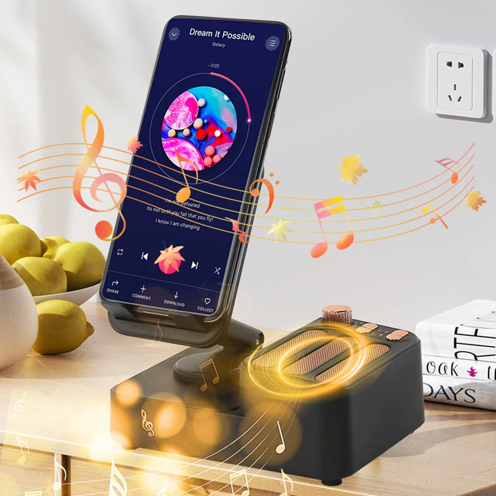 

Bluetooth-динамик с беспроводной зарядкой, держатель для мобильного телефона, подставка, кронштейн, беспроводной динамик 3-в-1, складной вращающийся