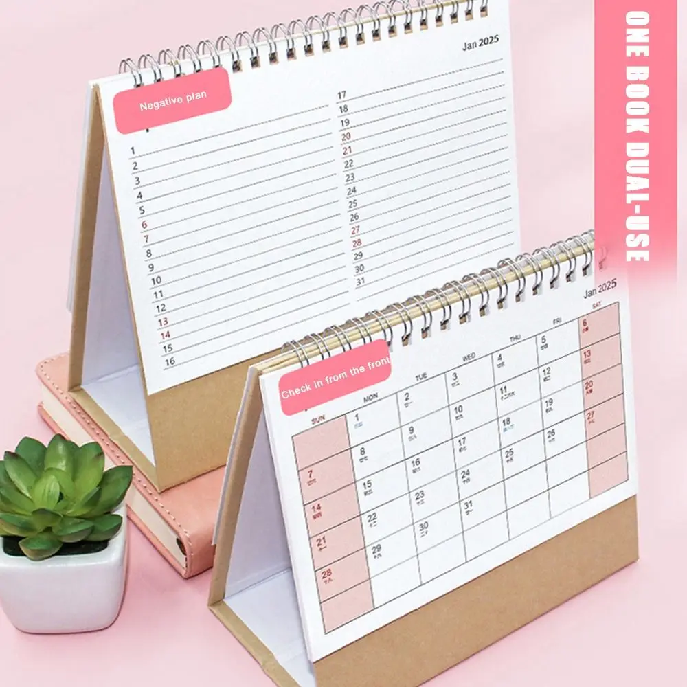 Useful 2025 Desktop Paper Calendar Yearly Multi-function Planner Scheduler Home Decor Notebook Agenda Organizer Home Office