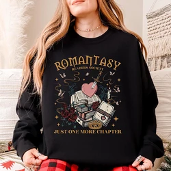 Romantasy Reader Academy Sweatshirt Fantasy Bookish Merch Gift for Book Lover Long Sleeve Fleece Sweatshirt Y2K Streetwear