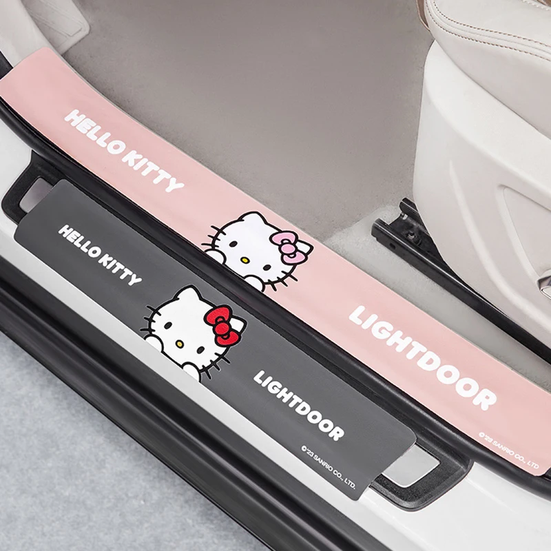 Kawaii Sanrio Car Door Sill Protection Strip Anti-Pedal Wear-Resistant Pu Cartoon Hello Kitty Cute Car Decoration Accessories