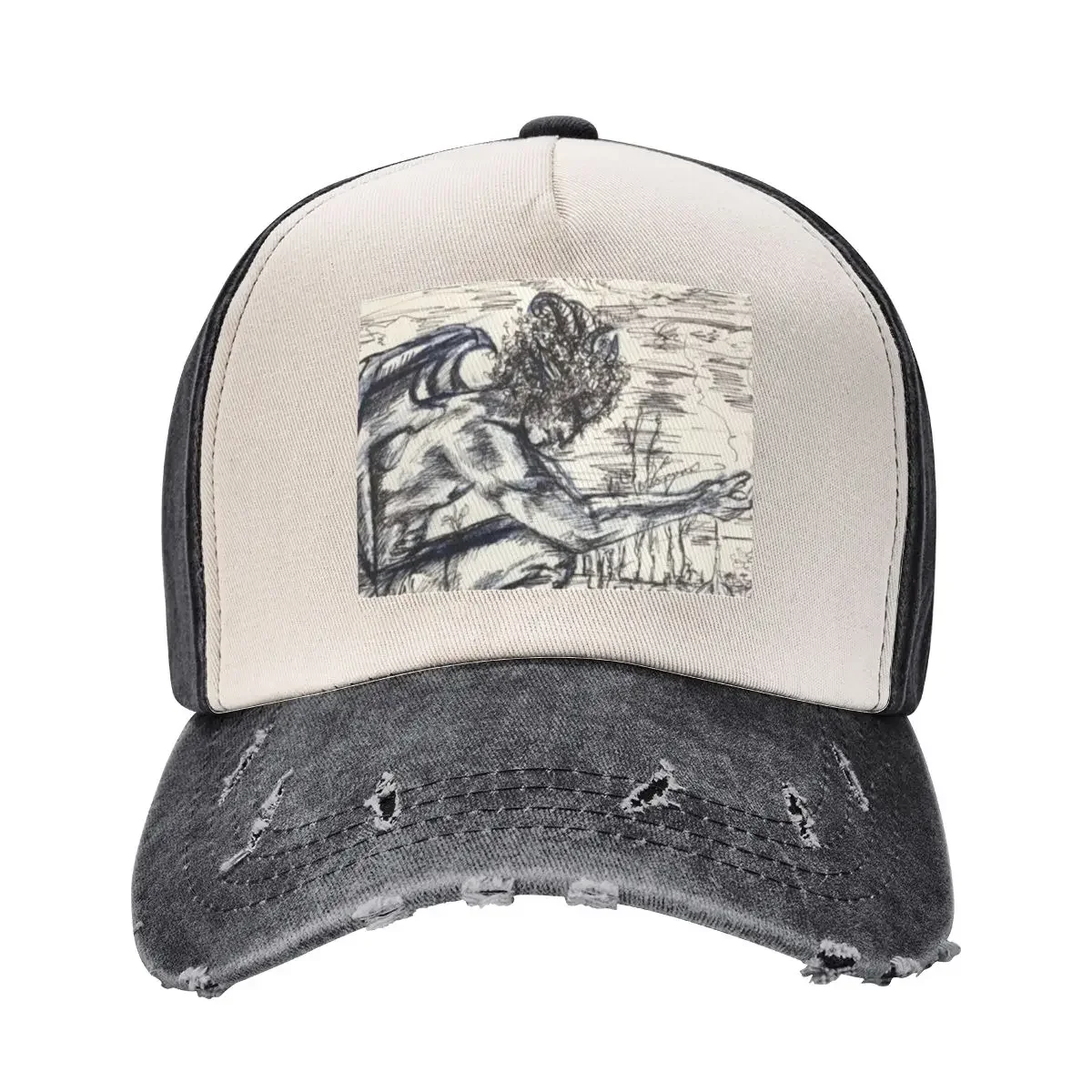 Gargoyle man-inktober day 1 prints and products Baseball Cap Anime Beach Outing funny hat Christmas Hat Designer Man Women's