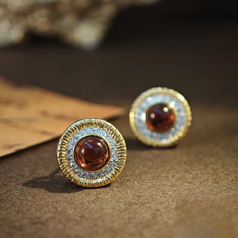 

5mm Garnet Stud Earrings 925 Sterling Silver Earring Colored Jewel Earrings for Women New 2024