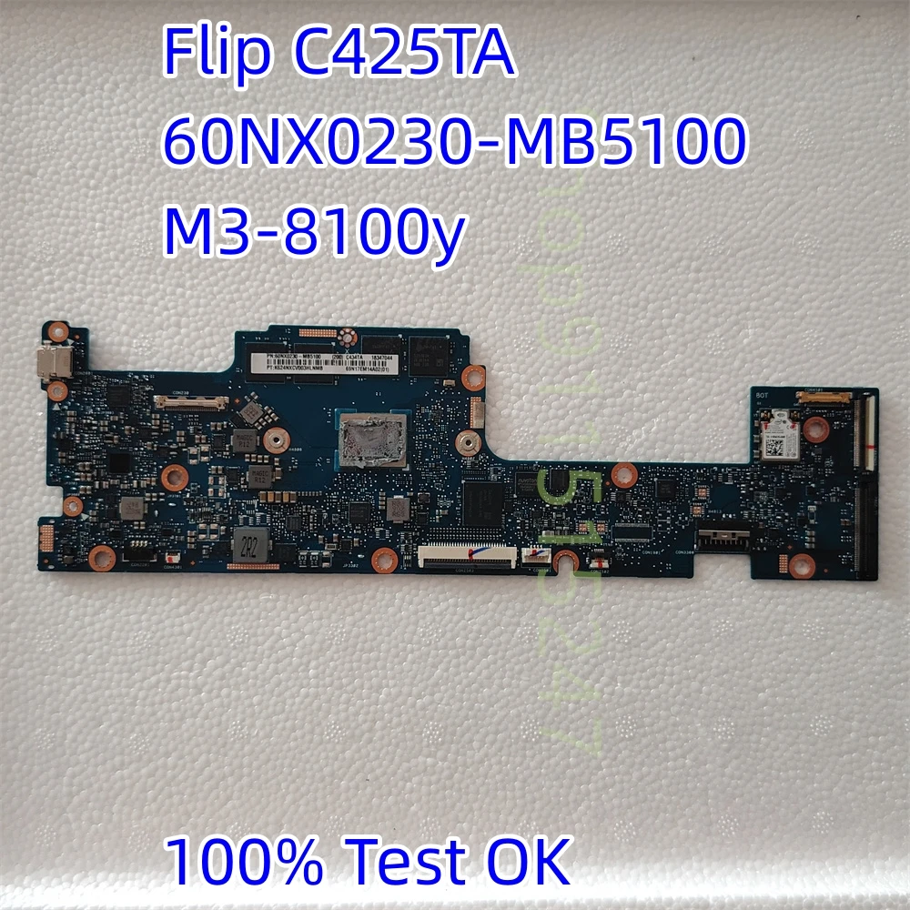 Original For ASUS Chromebook Flip C425TA_MB Core M3-8100y 4gb / 64gb Motherboard 60NX0230-MB5100 Tested Fast Shipping