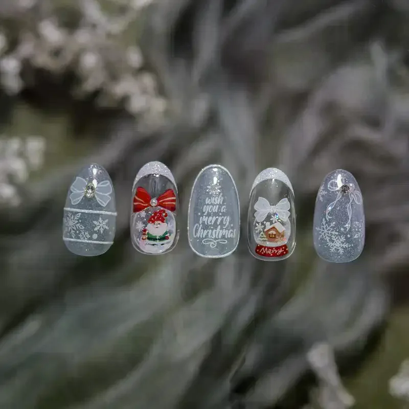クリスマス雪だるまネイルアートステッカー 冬のフレッシュネイルステッカー 白雪クリスタルボールオーナメントステッカー