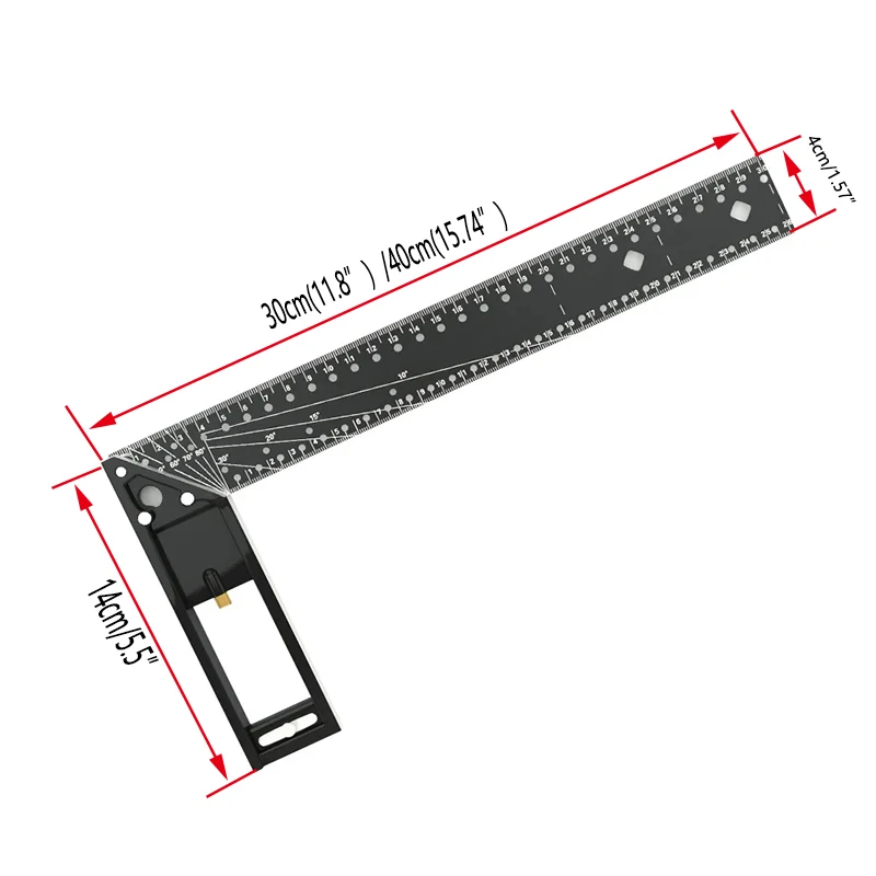 Multi functional Right Angle Ruler 45/90 Degree Hole Angle Ruler Industrial Grade Positioning Marking Angle Ruler Woodworking