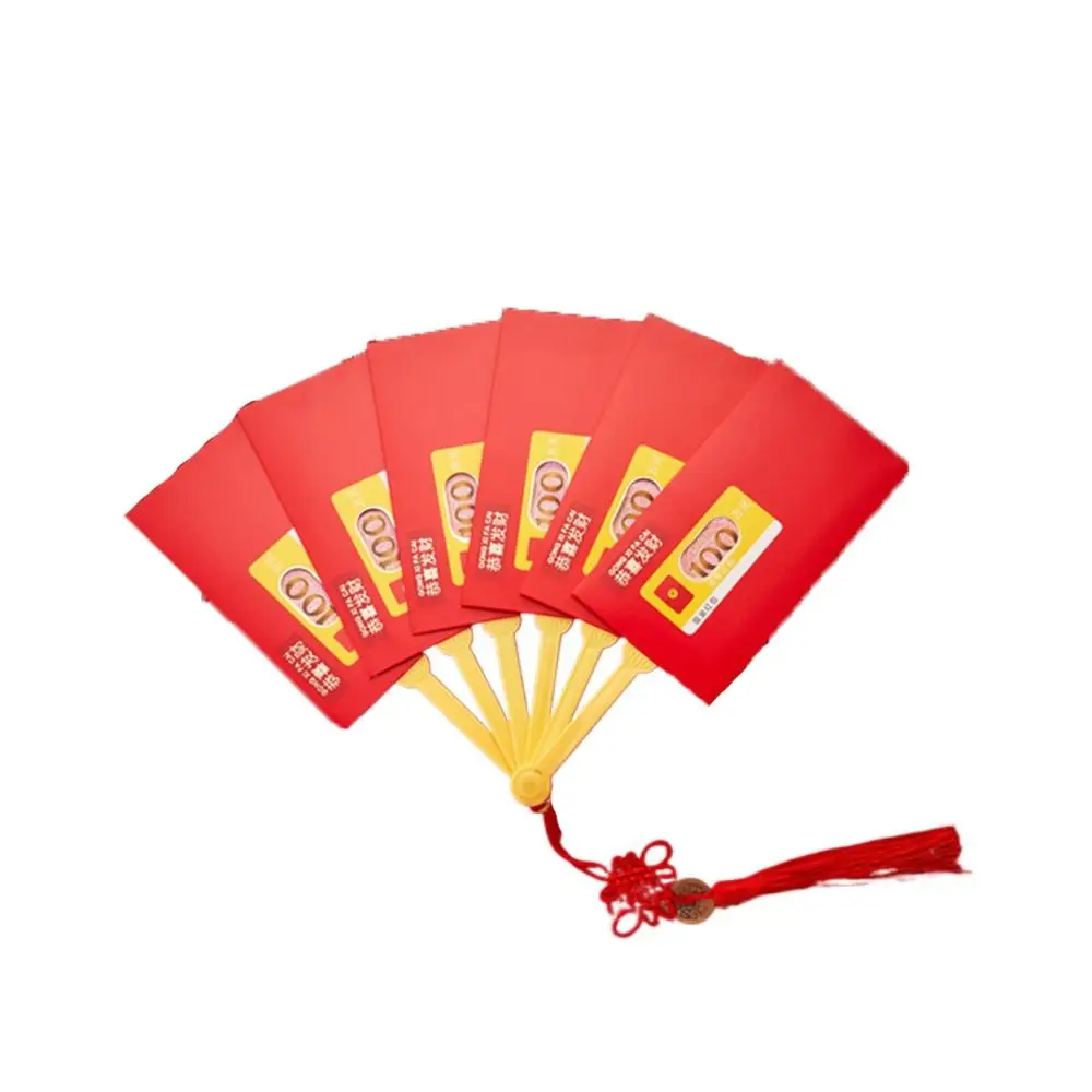 

6/10 Slots Trendy Exquisite Creative Chinese New Year Red Envelope Blessing Pockets Spring Festival Fan Shape Money Pockets