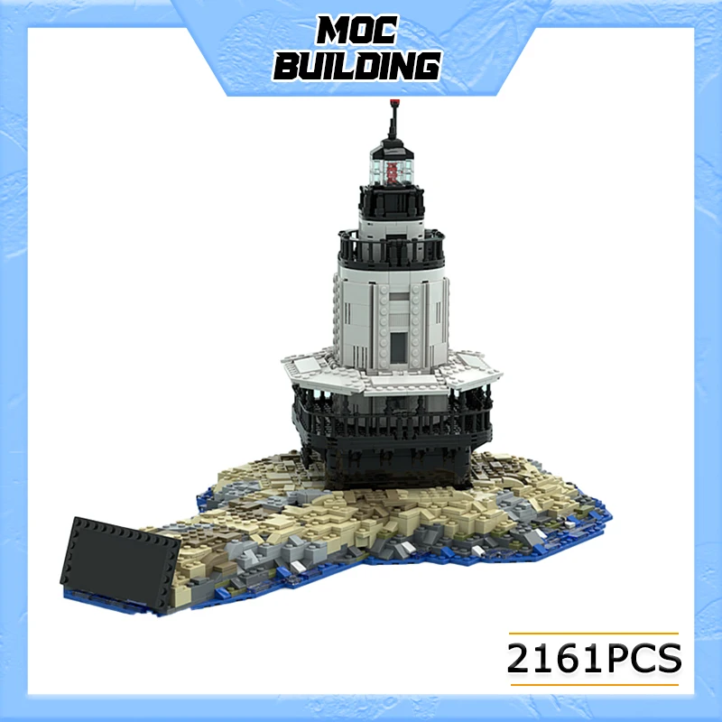 MOC Building Blocks Lighthouse With Base The Entrance To The Harbour Street View Bricks DIY Assembled Model Toys Xmas Gifts