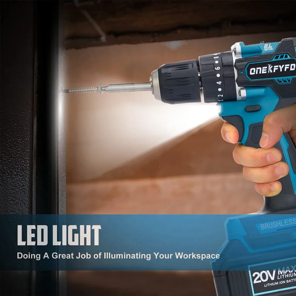 Imagem -05 - Brushless Cordless Electric Impact Drill Hammer em 10 mm 20 Mais Torque Chave de Fenda Elétrica Ferramentas Elétricas para Bateria Makita 18v