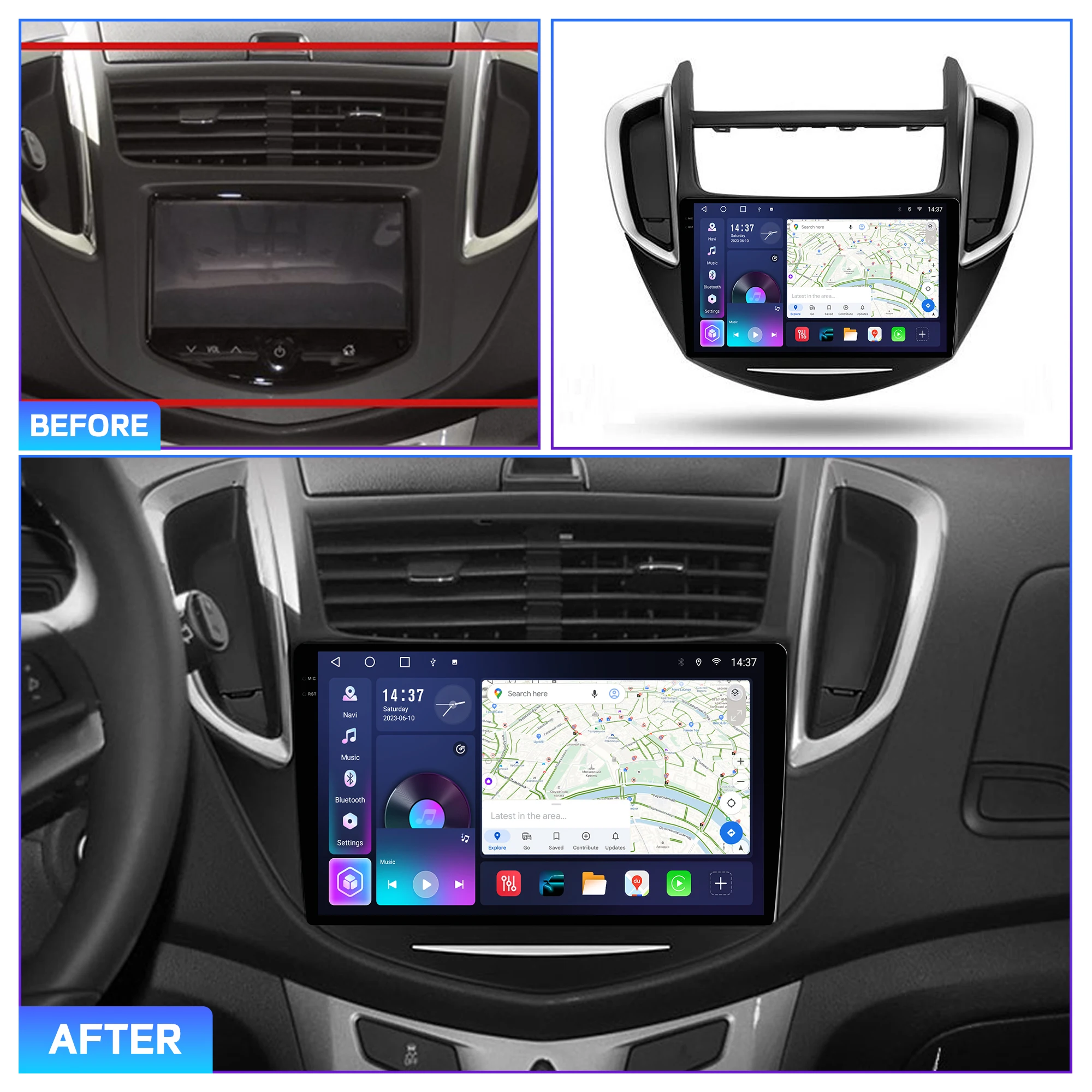 Penhui Android Car DVD Player 2 Din for Chevrolet Tracker 2013 - 2020 Type B Multimedia Screen with DSP, Bluetooth, CarPlay