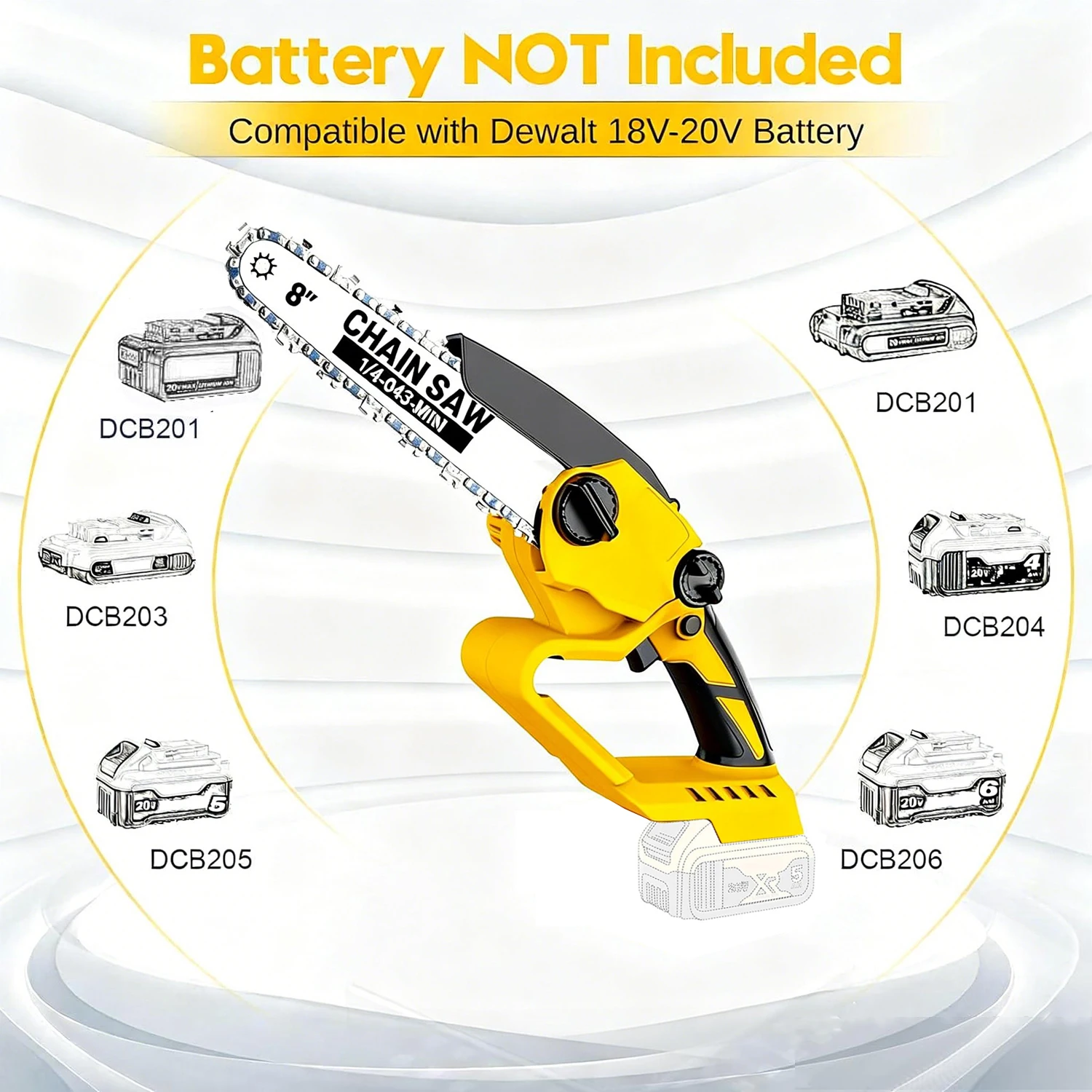 Cordless Chain Saw For Dewalt 20V Battery (NO Battery),8Inch Electric Brushles Hand Pruning Chainsaw,10m/S Fast Powerful Cutting