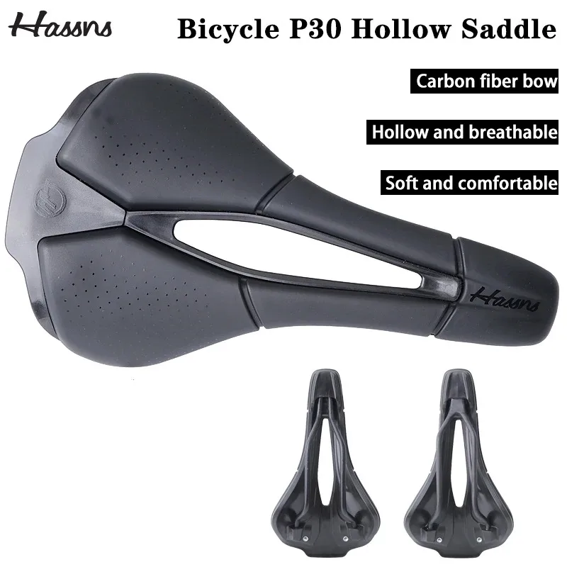 

HASSNS Carbon Fiber Bike Saddle Comfortable Ultralight MTB Road Bicycle Seat Cushion for Men Women Cycling