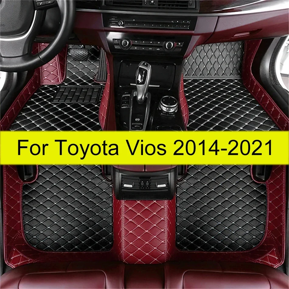 Car Floor Mats For Toyota Vios 2014 2015 2016 2017 2018 2019 2020 2021 Custom Auto Foot Pads Carpet Cover Interior Accessories