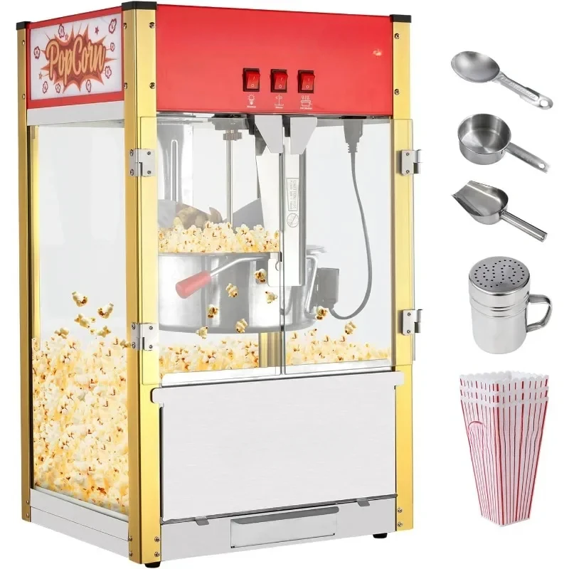 

Machine Countertop Maker Commercial Popcorn Machine w/Stainless Steel Scoop for Home Movie Theater