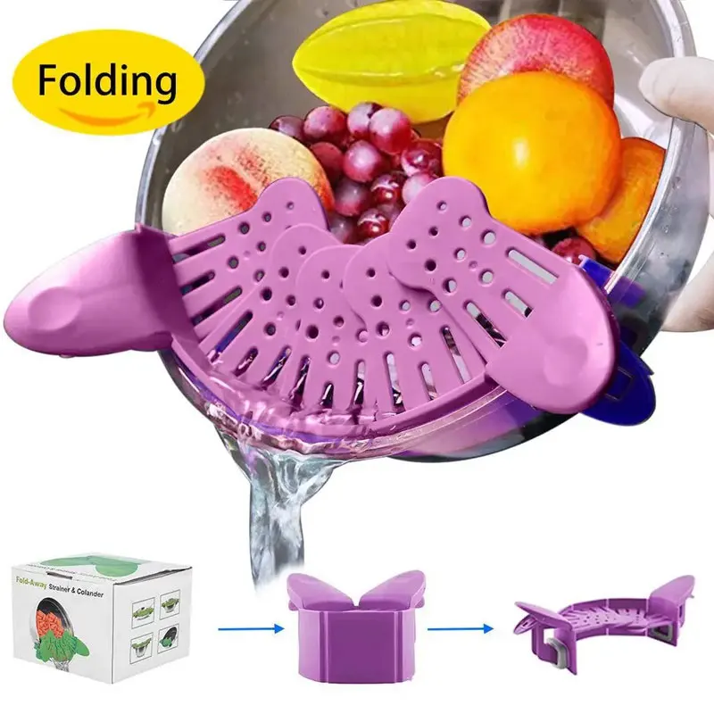 

Stretch Food Strainer Clip-On Spaghetti Meat Pasta Ground Beef Grease fruits Colander Sieve Snaps Clip On Bowls Pots Kichen Tool