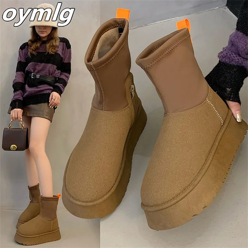 Snow boots for women in winter 2024, new thick soled and plush warm midsole boots, versatile casual women's boots