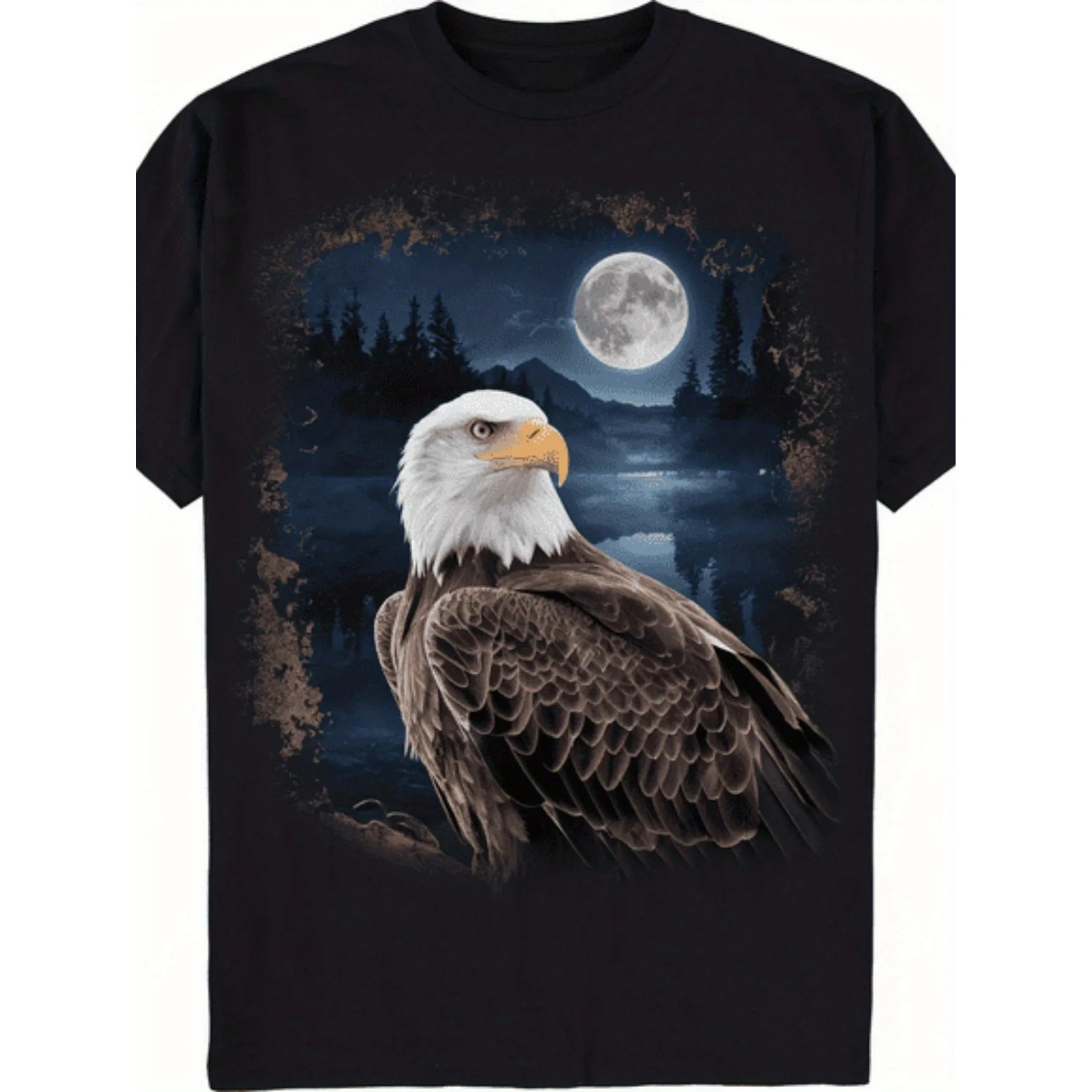 Majestic Bald Eagle Graphic Tee Men Casual Round Neck Short Sleeve Cotton T-Shirt