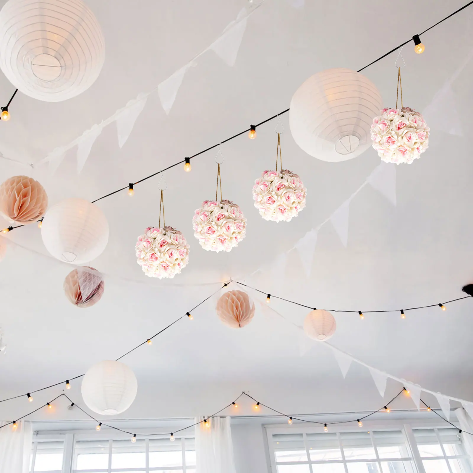 

100pcs Metal Hooks for Ceiling Decor Hanging Signs Rust Resistant Sturdy Drop Clips Office Home Wedding Conference Room Fine