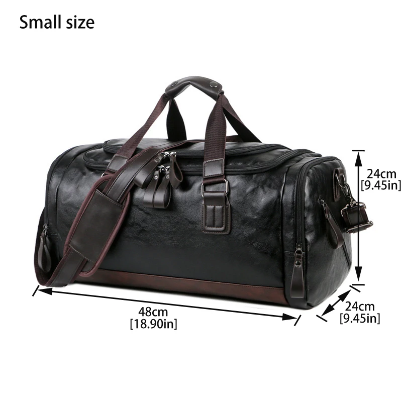 Men Retro PU Leather Duffel Bag Large Capacity Business Travel Handbag Multifunctional Shoulder Crossbody Carry On Luggage Bag