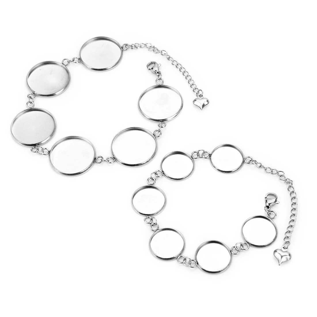 5 unids/lote de Base de pulsera de bandeja de piedra de tiempo de acero inoxidable, Base de ajuste de cuentas de cabujón redondo en blanco de 14/18/20mm, accesorios de joyería DIY