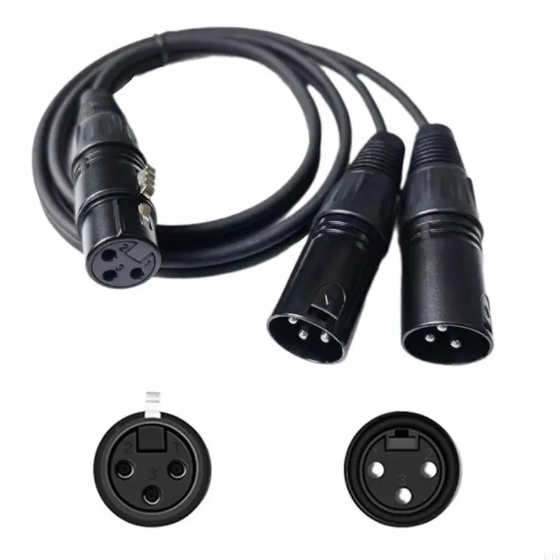 E1PF 3pin Splitter Cable 1 Female to 2 3pin Male Auditory Cable Compatibles Studio Mixer and Stage Sound Systems
