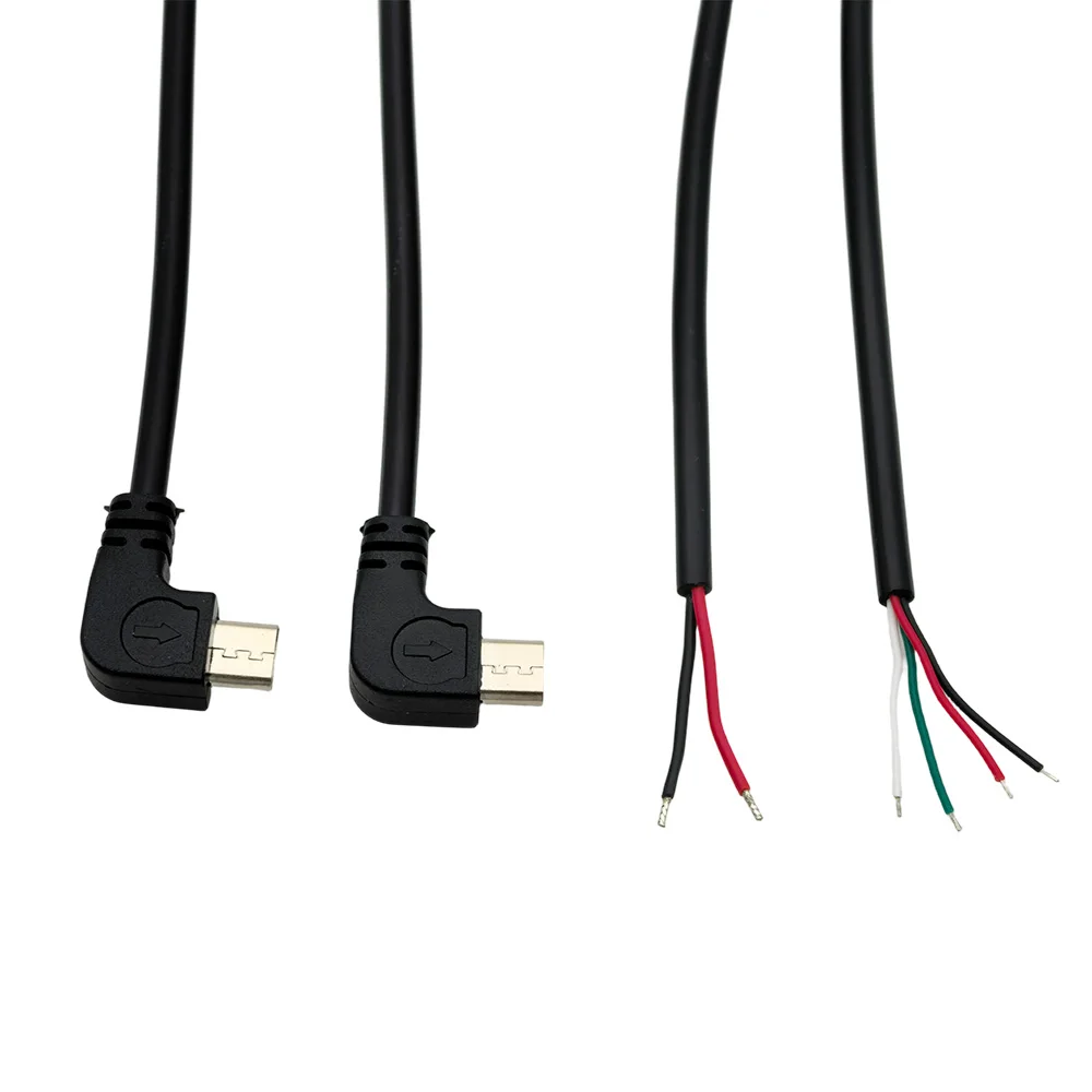 2/10Pcs Right Angle 5V Micro USB Male Plug 2pin / 4pin Connector 90 Degrees Micro USB DIY Repair Cable Power Charging Crods 30CM