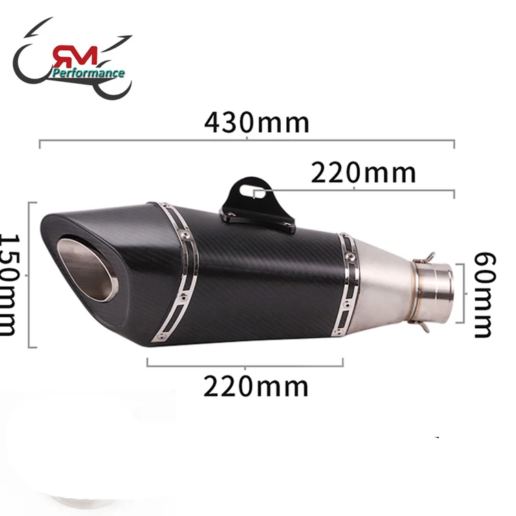 RM Performance Motorcycle Exhaust R11 Escapes Moto Tube 51mm 60.5mm Carbon Fiber Exhaust Pipe Motorbike