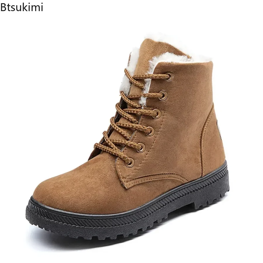 2024 Women's Winter Warm Snow Boots Shoes Casual Ankle Boots Female Light Weight Winter Low Heels Lace Up Boots for Women Shoes