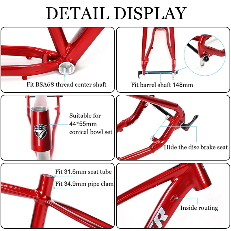 Adult Bicycle Frame Mountain Bike Aluminum Alloy Frame With Barrel Shaft 15/17/19inch RIDER-boost Cycling Rack Off-road Grade