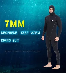 Traje de neopreno de 7MM para adultos, traje de buceo de cuerpo completo con capucha, para Surfing submarino, caza, pesca submarina