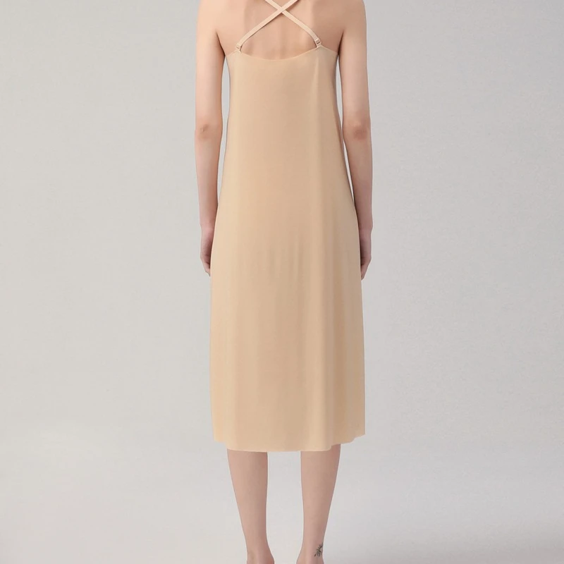 Vestido deslizante anti através do forro saia com seda gelo fino ajuste camisola longa para mulheres respirável verão underskirt peça de camadas