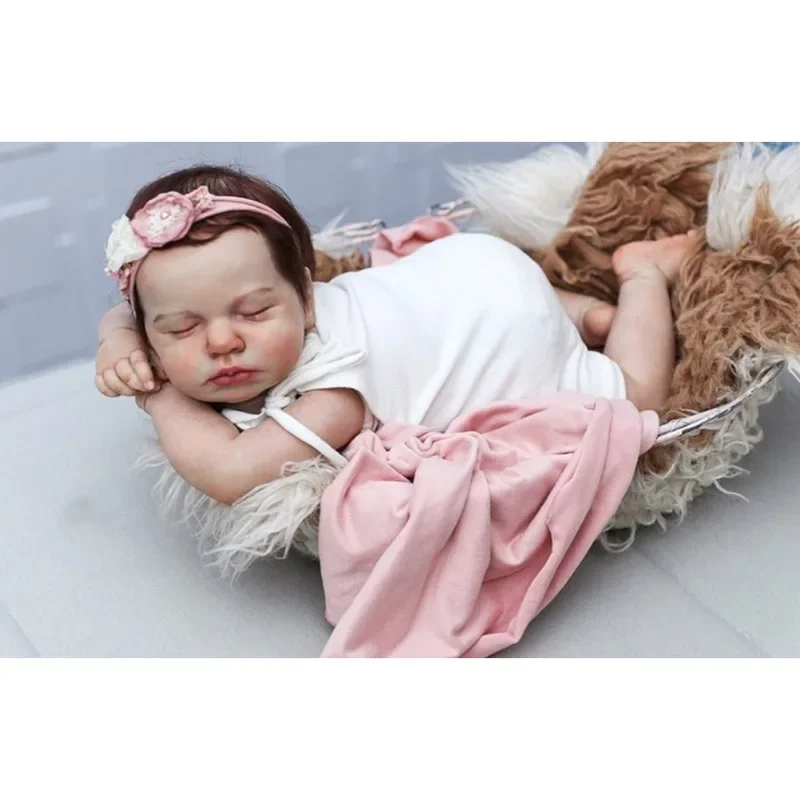 48CM Already Finished Reborn Baby Doll Loulou Soft Cuddly Realistic Lifelike Newborn Sleeping Baby 3D Painted Skin Bebe Reborn