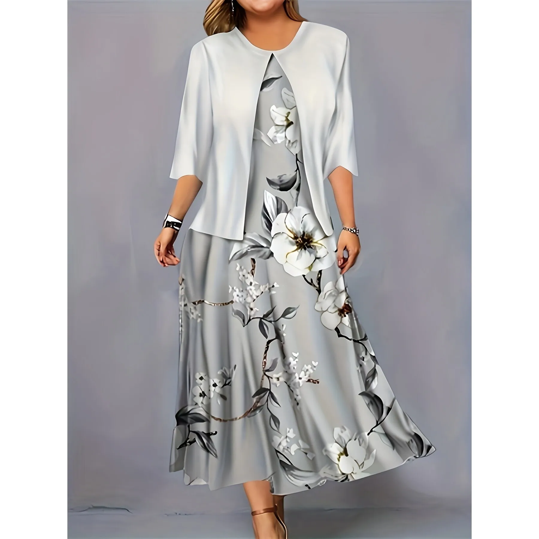 

Floral Print Dress Set Women's Fashion Summer Outfit Cross-Border Print Dress And Skirt Combo for Ladies