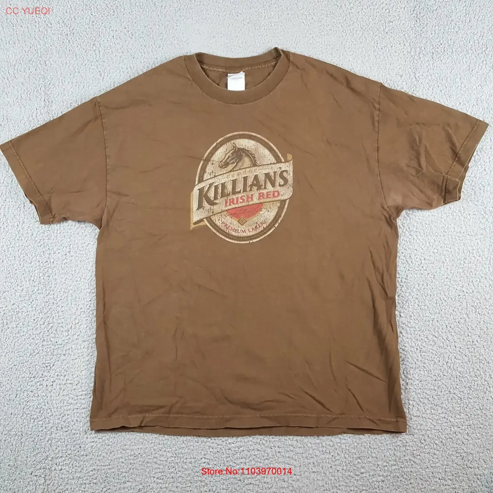 Camiseta Retro de George Killians Irish Red Beer Amber Lager para Hombre, Talla XL, Estilo Vintage Lavado, Transpirable, Moda Urbana