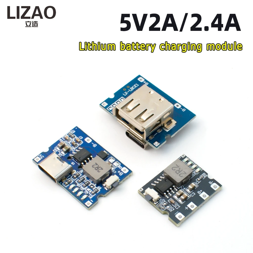 5V 2A/2.4A Lithium Charging Module, Input/Output Same Port Type-C USB Charge & Discharge Board for 18650 DIY Power Bank