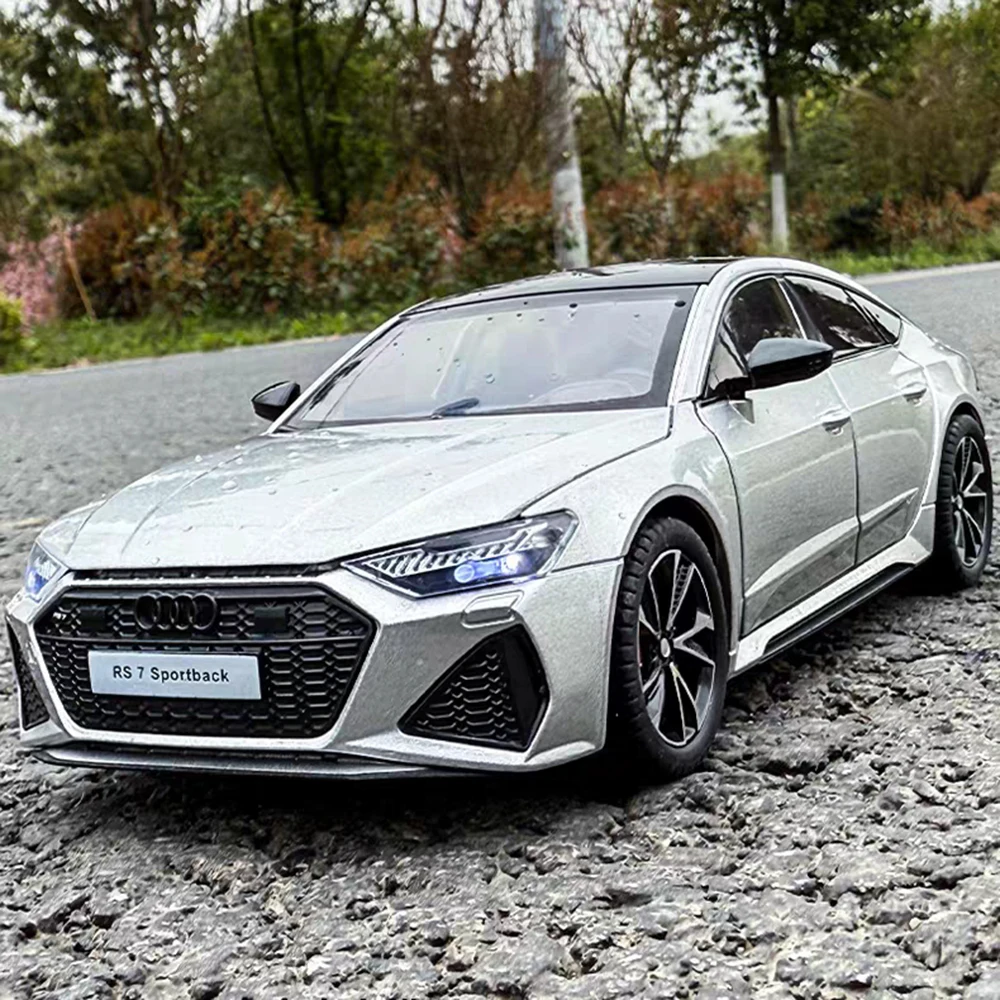รถของเล่นโมเดลโลหะผสมอัลลอยด์ RS7 A6L ขนาด 1:24 แบบดึงหลัง ขับเคลื่อนด้วยแรงดึงกลับ 6 ประตูเปิดได้ รถจิ๋วสำหรับนักสะสม
