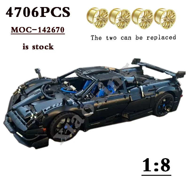 2023 Nuovo Super Custom Paga Sports Car MOC-142670 Paga Sports Car 4706 Ricambi Auto: 8 Building Block Modello Bambini Compleanno Toygift