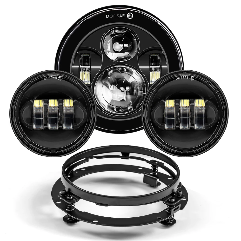 7 inch LED Koplamp + 4.5 inch Mistlampen 7 "Bracket Montage Ring Onderdelen voor Harley Touring Electra Glide Road King Street Glide