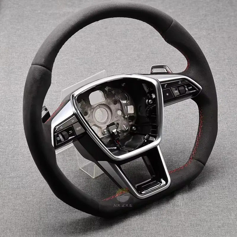 Steering Wheel For Audi A6 C8 A7 E-Tron Is Made Of Alcantara Material And Comes With Buttons And Shift Paddles Car Accessory