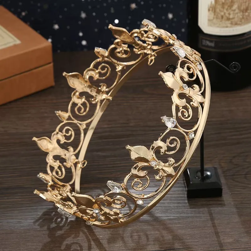 European and American men's round crown tiara, retro king style, for pageant queen and award ceremony