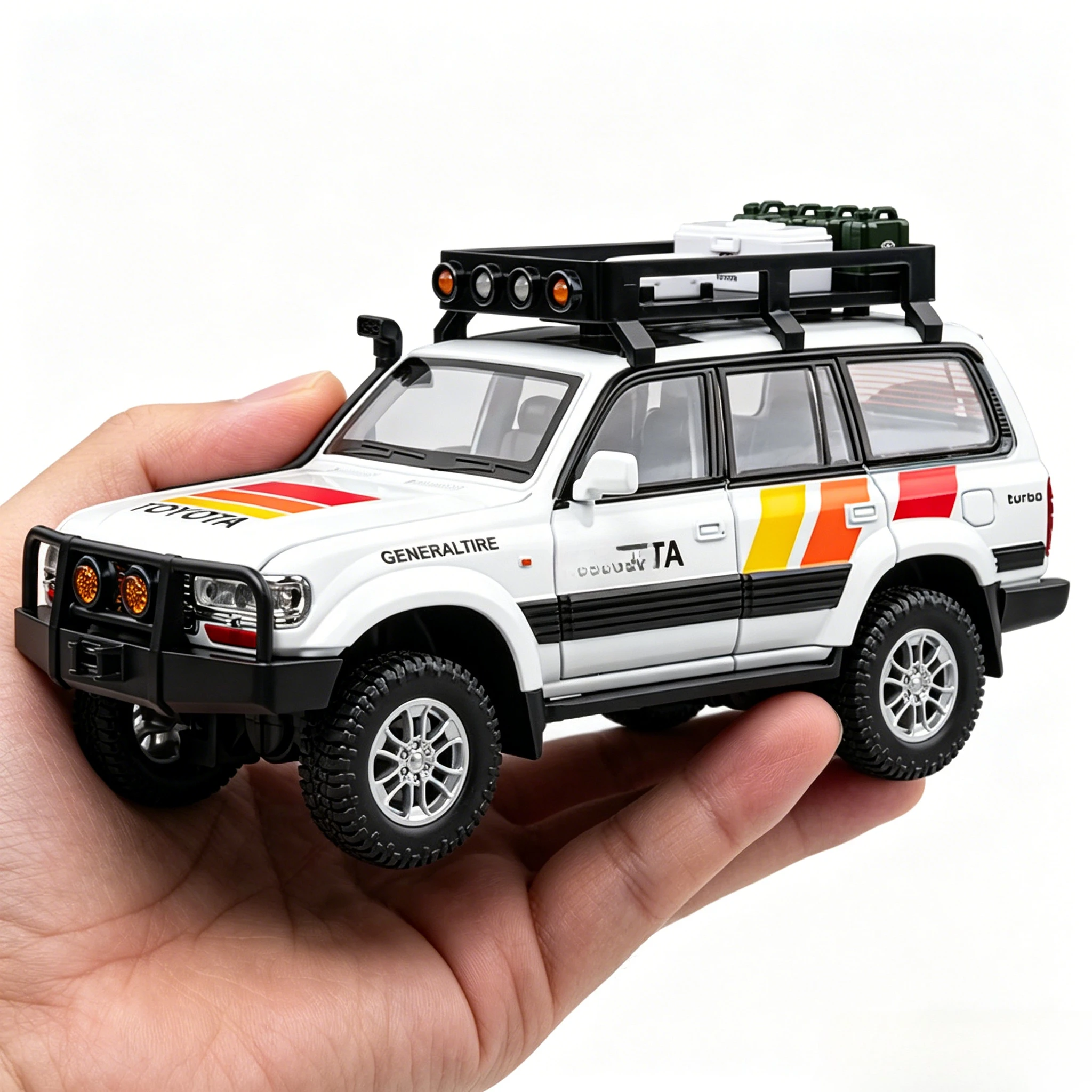 

1:24 Land Cruiser LC80 Alloy Diecast Car Toy Model with Light Music Off-road Wheel Pull Back Vehicle Kids Children's Day Gift