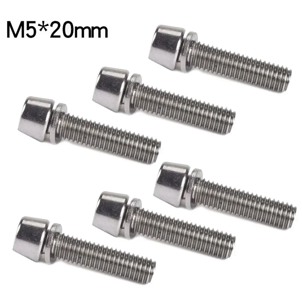 AliExpress 6Pcs Bicycle Handlebar Screws Titanium-plated High-precision Steel Screws M5/M6*20MM Stem Riser Screw In Bolts Bicycle Part